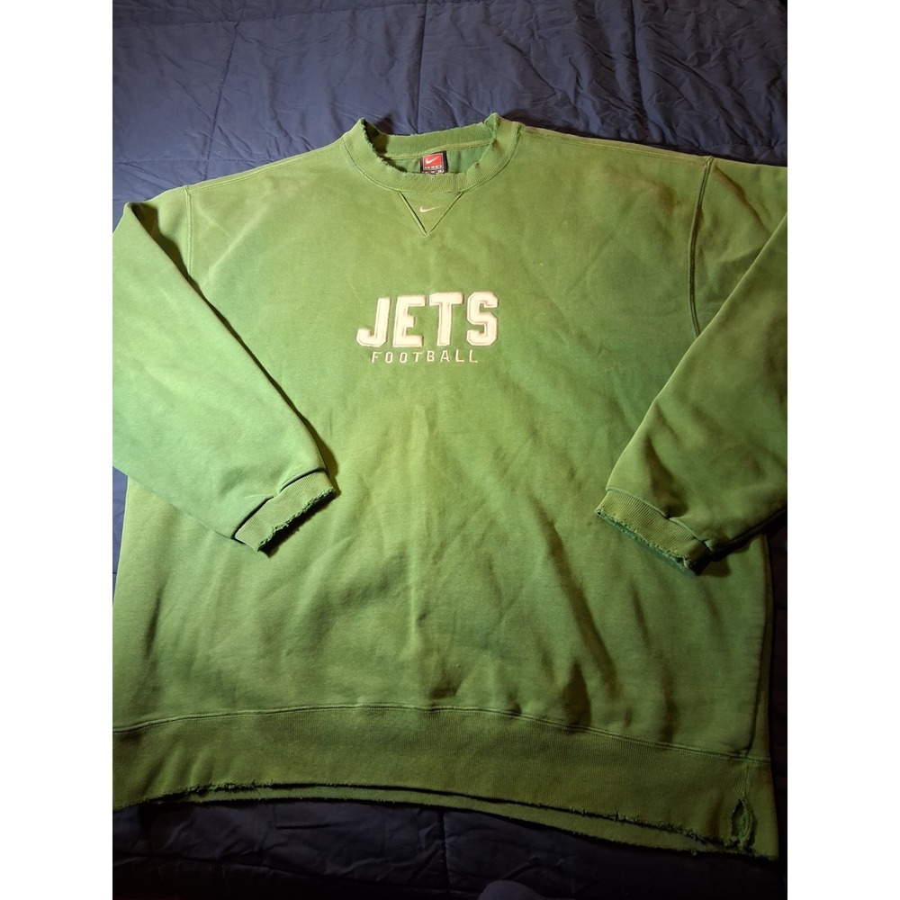 Vintage New York Jets Sweatshirt 2001 XL Nike Center Swoosh Distressed